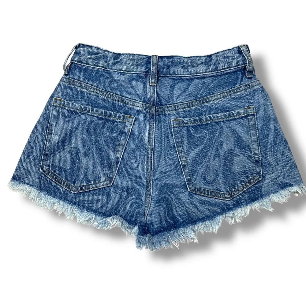 PacSun Swirl Print Denim High Waisted Shorts Size 23